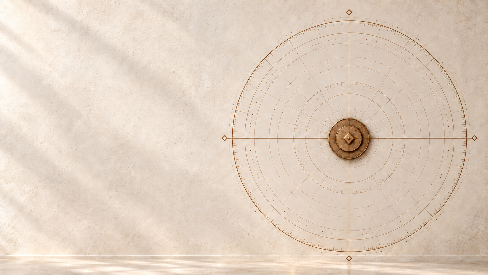 An engraved copper compass with a soft light at True North.